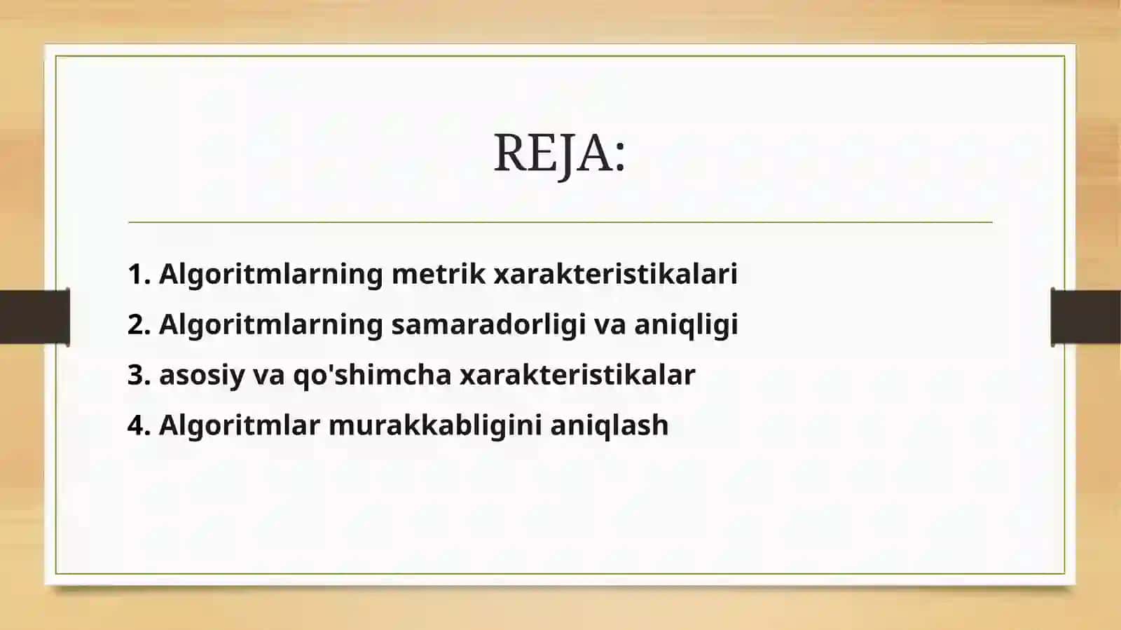 ALGARITIMLAR VA BERILGANLAR STRUKTURASI 2