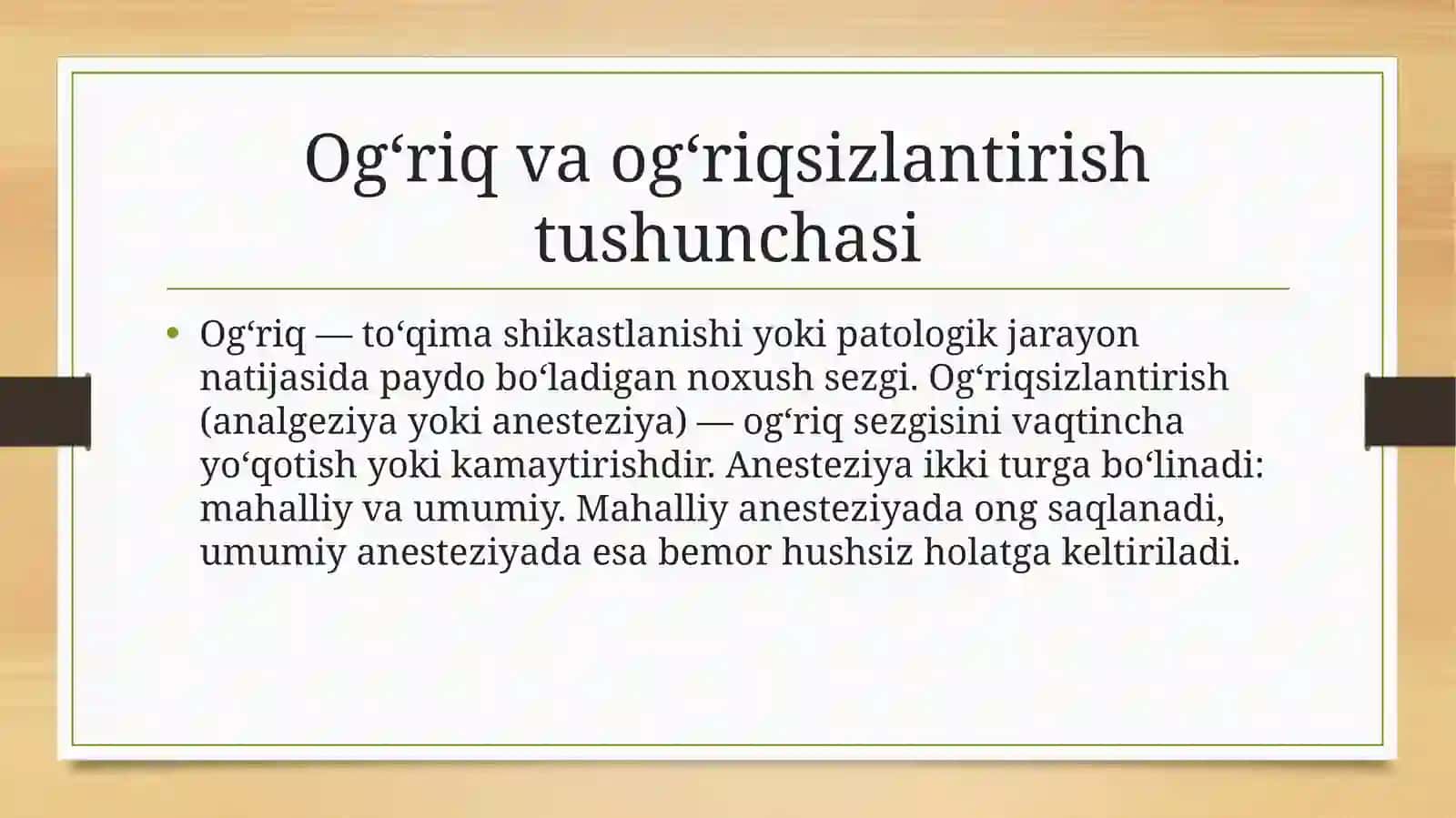 Ogʻriq va Ogʻriqsizlantirish Dori 2