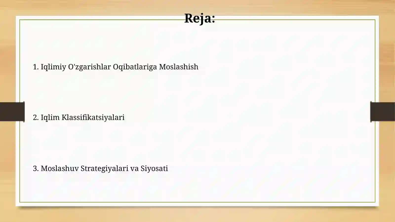 Iqlimning tasniflari va iqlim ózgarishi oqibatlariga moslashishi 2
