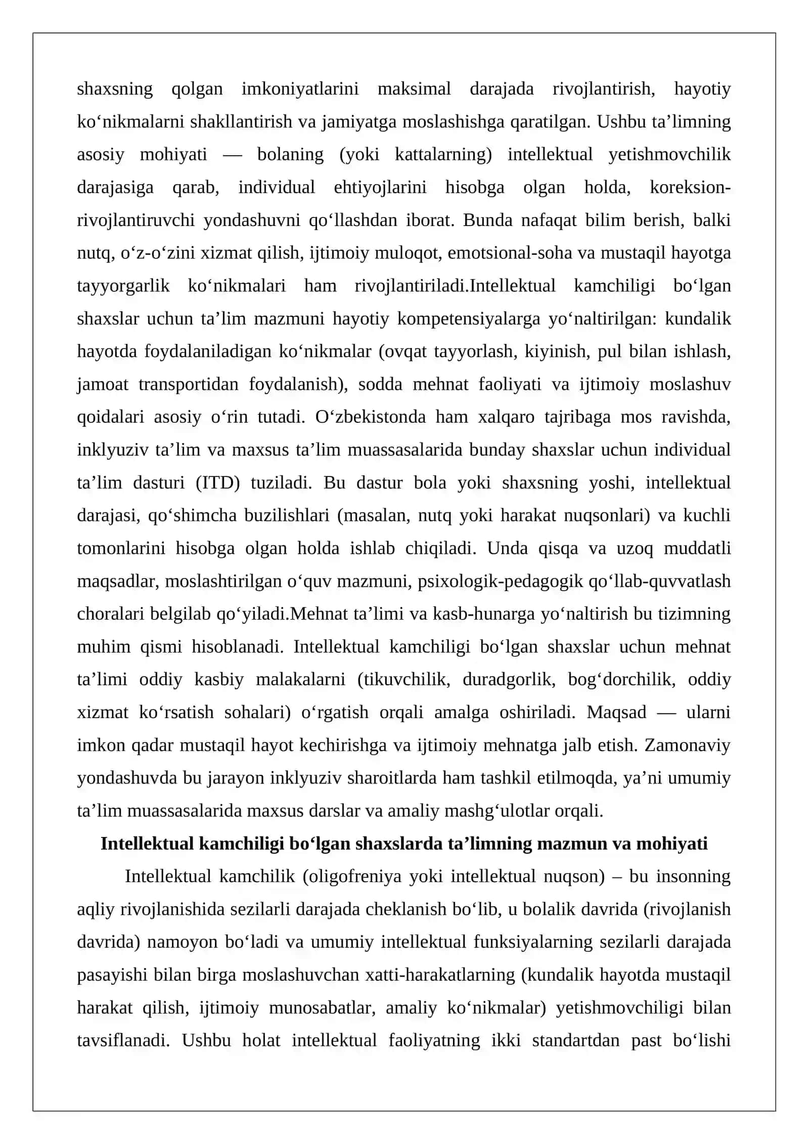 Intellektual kamchiligi bo‘lgan shaxslarda ta’lim 2