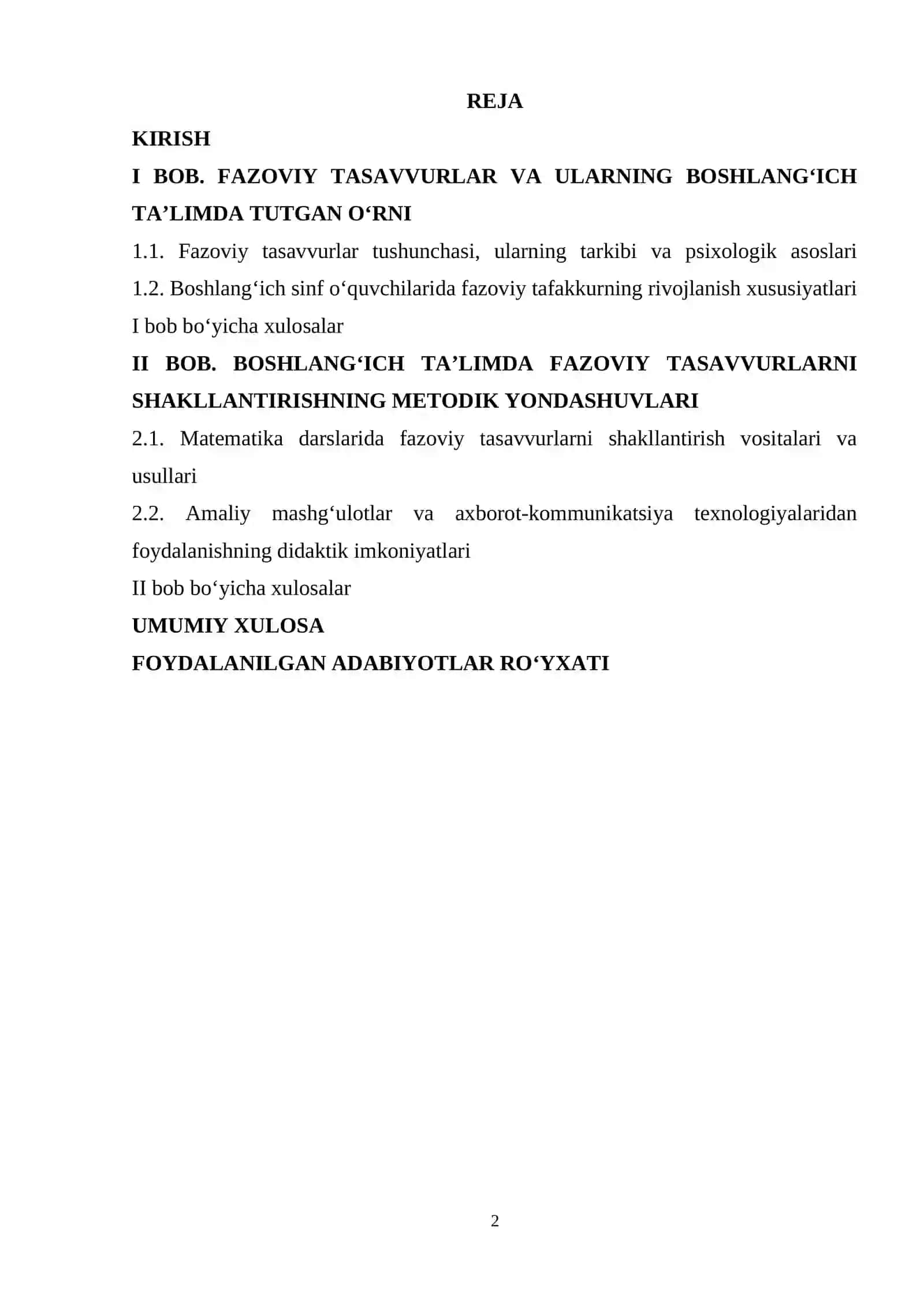 Boshlang'ich sinf o'quvchilarida fazoviy tasavvurlarni shakllantirishning metodik asoslari 2