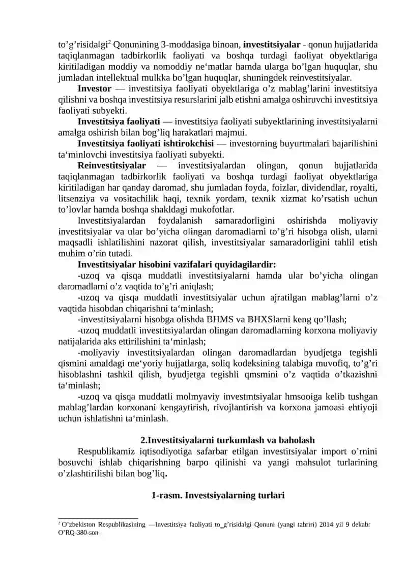 Investitsiyalar hisobi 2