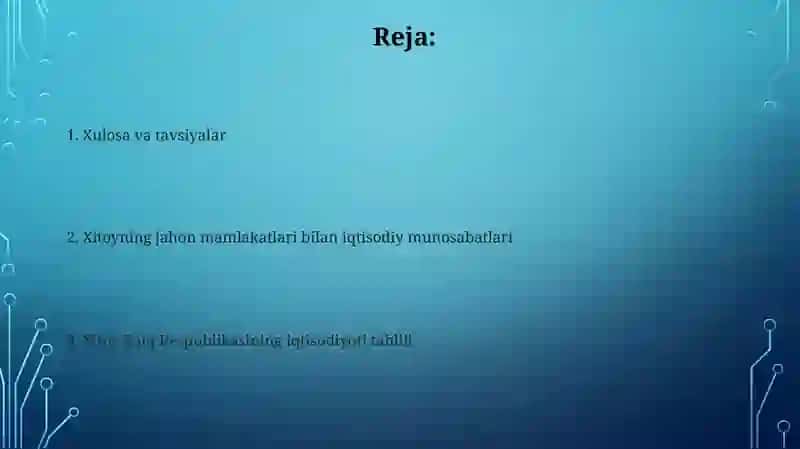 Xitoy Republikasi iqtisodiyoti va jahon mamlakatlari bilan olib borayotgan iqtisodiy tahlili 2