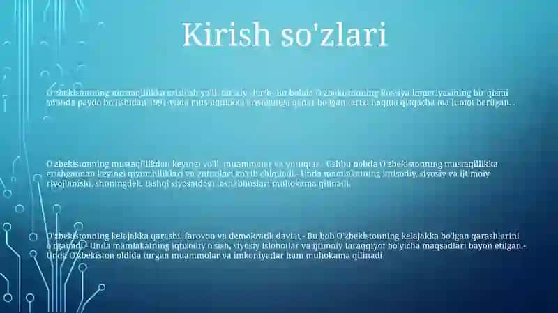O'zbekiston Mustaqil Taraqqiyot Yo'Lida 2