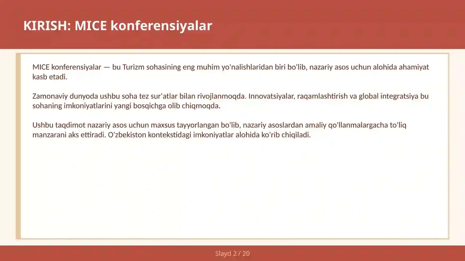 MICE Konferensiyalar 2