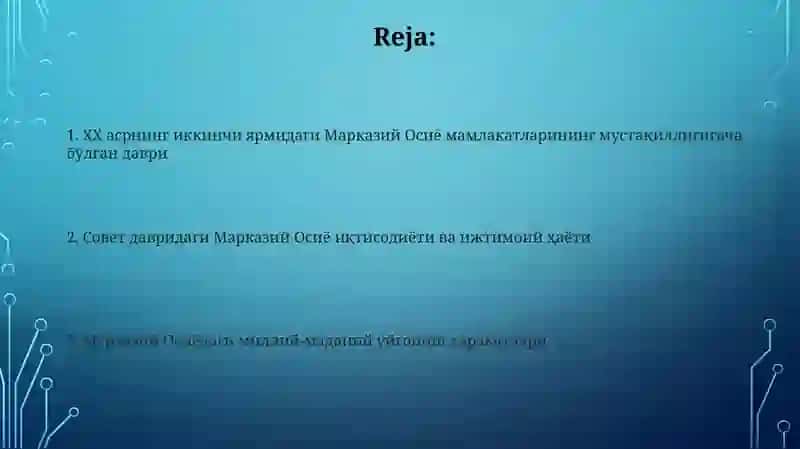Совет давридаги Марказий Осиё иқтисодиёти 2