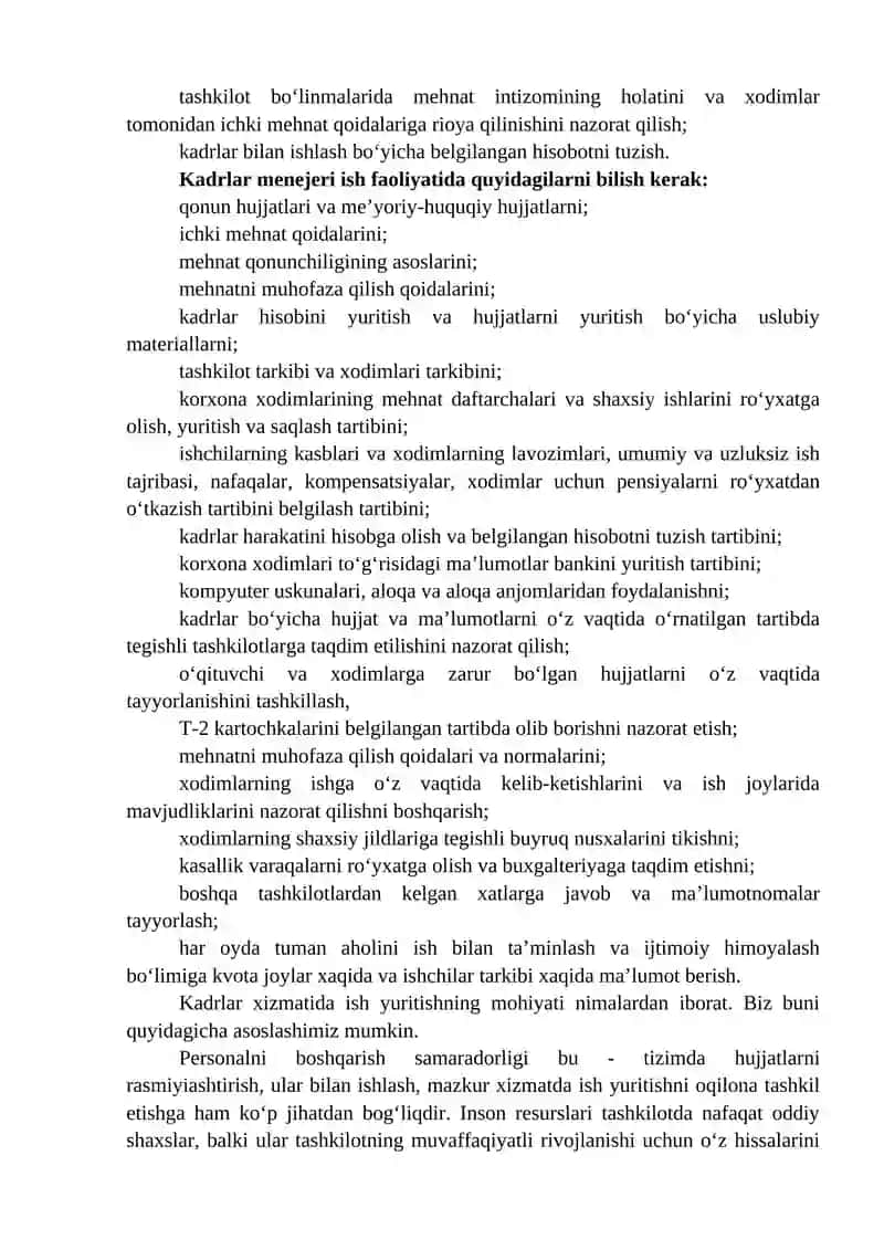 Umumiy o‘rta ta‘lim tizimida kadrlarga oid hujjatlarning yuritilishi 2