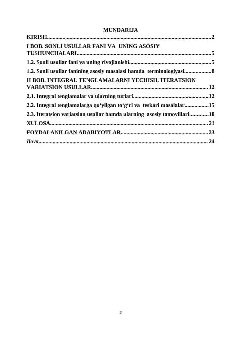 Integral tenglamalarni yechishning itertsion variatsion usullari 2