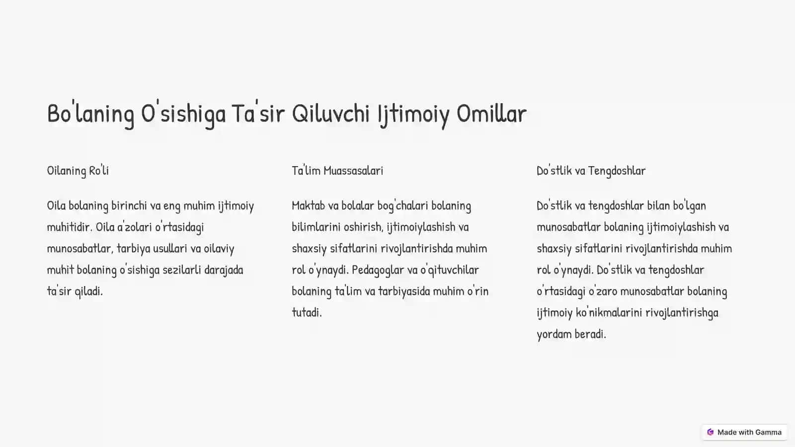 Bo'laning Rivojlanishida Ijtimoy Vaziyatning Ro'li 2
