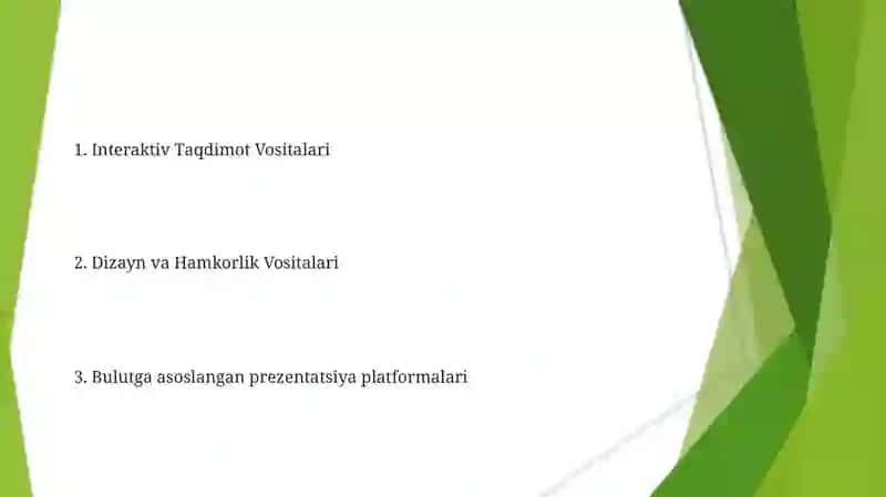 Taqdimotlarni ishlab chiqishning zamonaviy vositalari 2