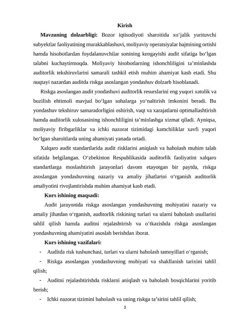 Auditda riskga asoslangan yondashuv mohiyati 2