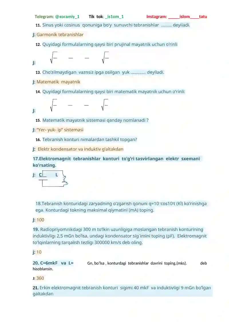 Garmonik tebranmalarni hisoblash 2