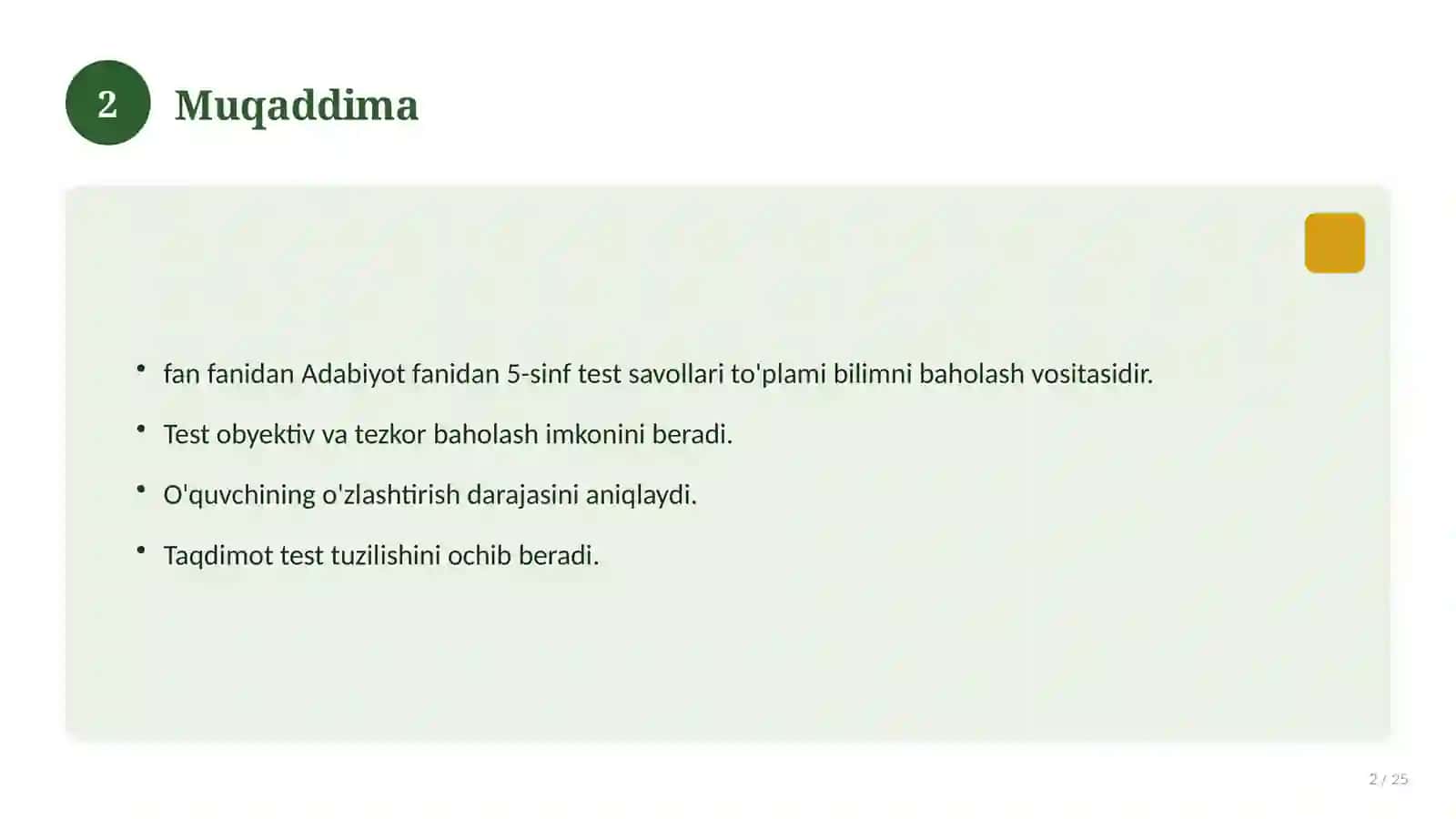 Adabiyot fanidan 5-sinf test savollari to'plami 2