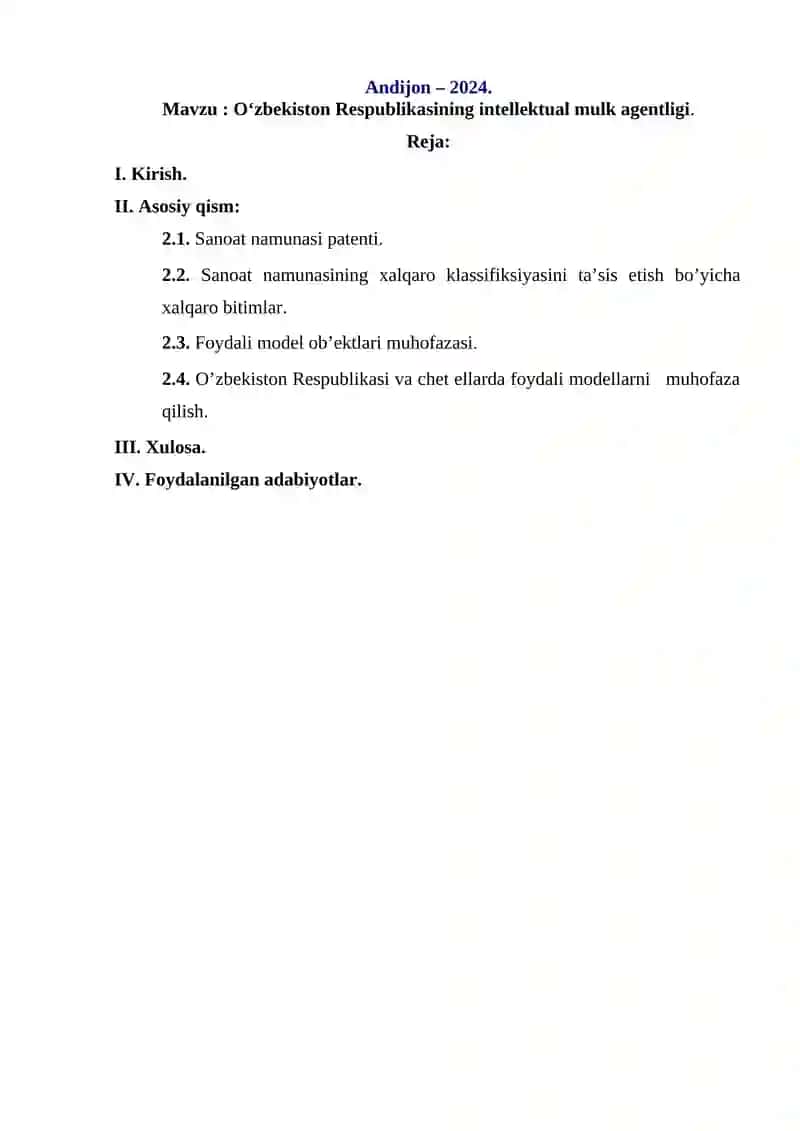 О‘zbekiston Respublikasining intellektual mulk agentligi 2