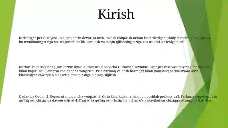 Kurlov Usuli BoʻYicha Jigar Perkussiyasi 2