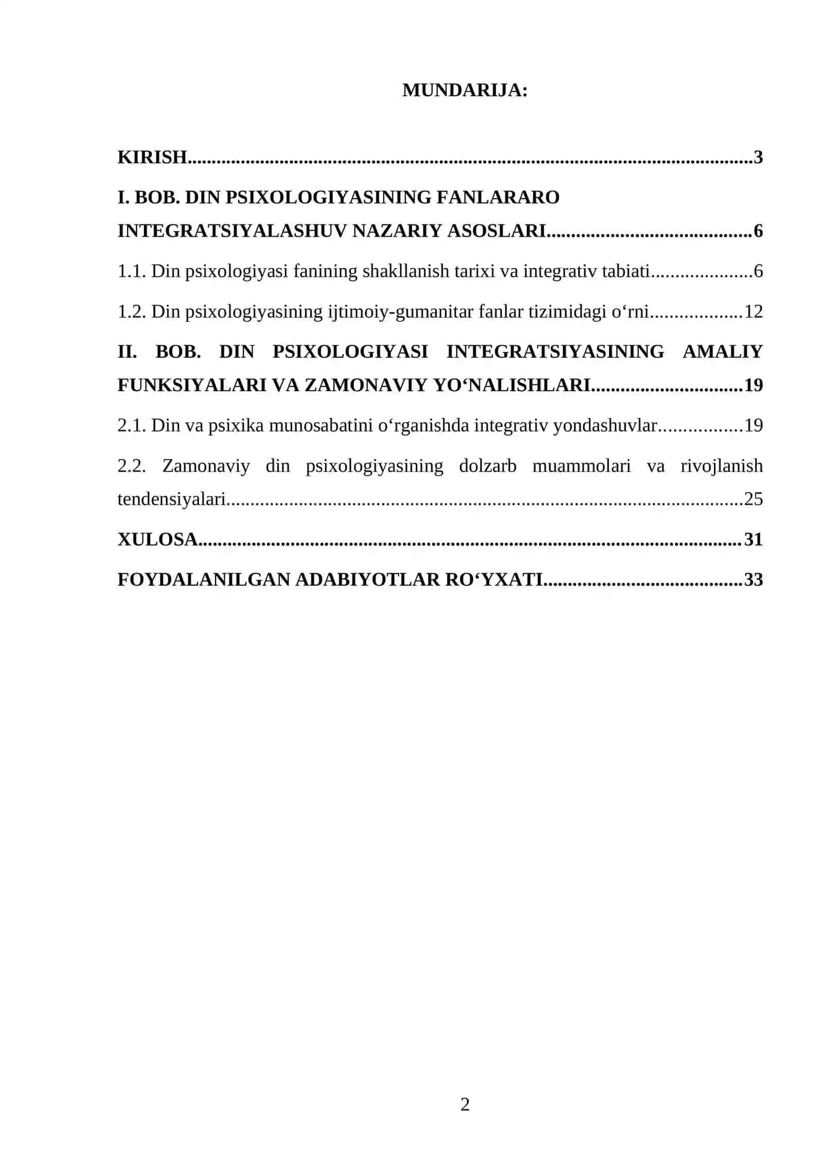 Din psixologiyasi fanlar integratsiyasi natijasi sifatida 2