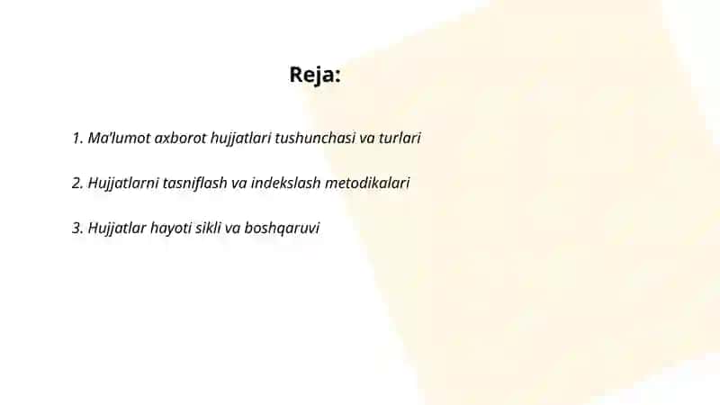 Ma’lumot axborot hujjatlari 2