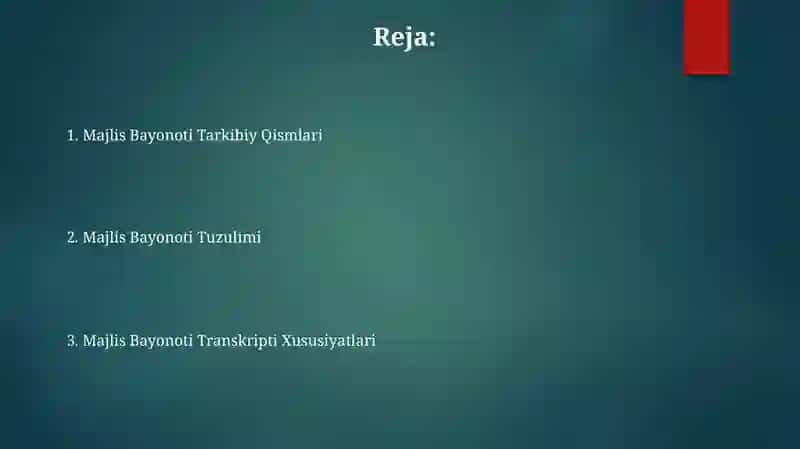 Majlis Bayonoti Tarkibiy Qismlari 2