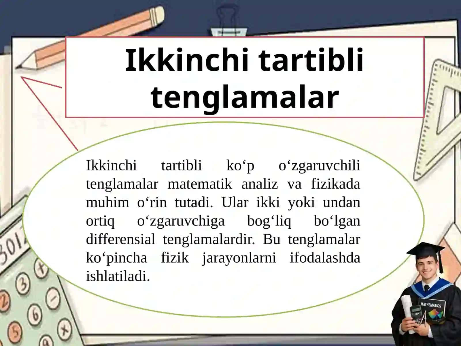 Ikkinchi tartibli ko‘p o‘zgaruvchili tenglamalar 2