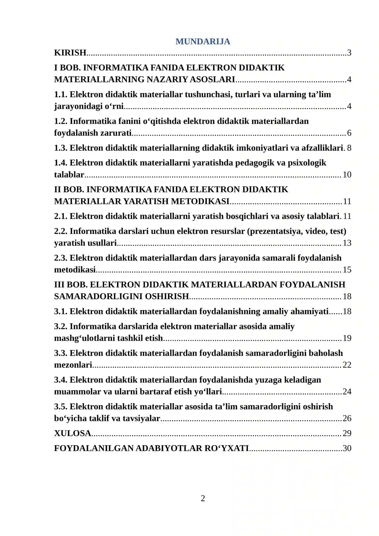 INFORMATIKA FANIDA ELEKTRON DIDAKTIK MATERIAL YARATISH VA ULARDAN FOYDALANISH METODIKASI 2