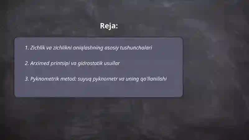 Biologik toʻqimalar va qattiq jismlarning zichligini aniqlash 2