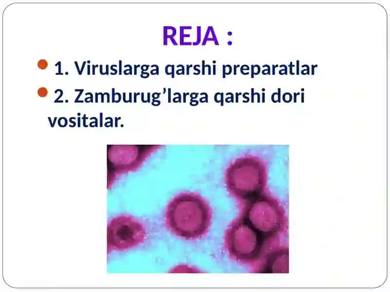 Viruslar va zamburugʻlarga taʼsir etuvchi vositalar 2