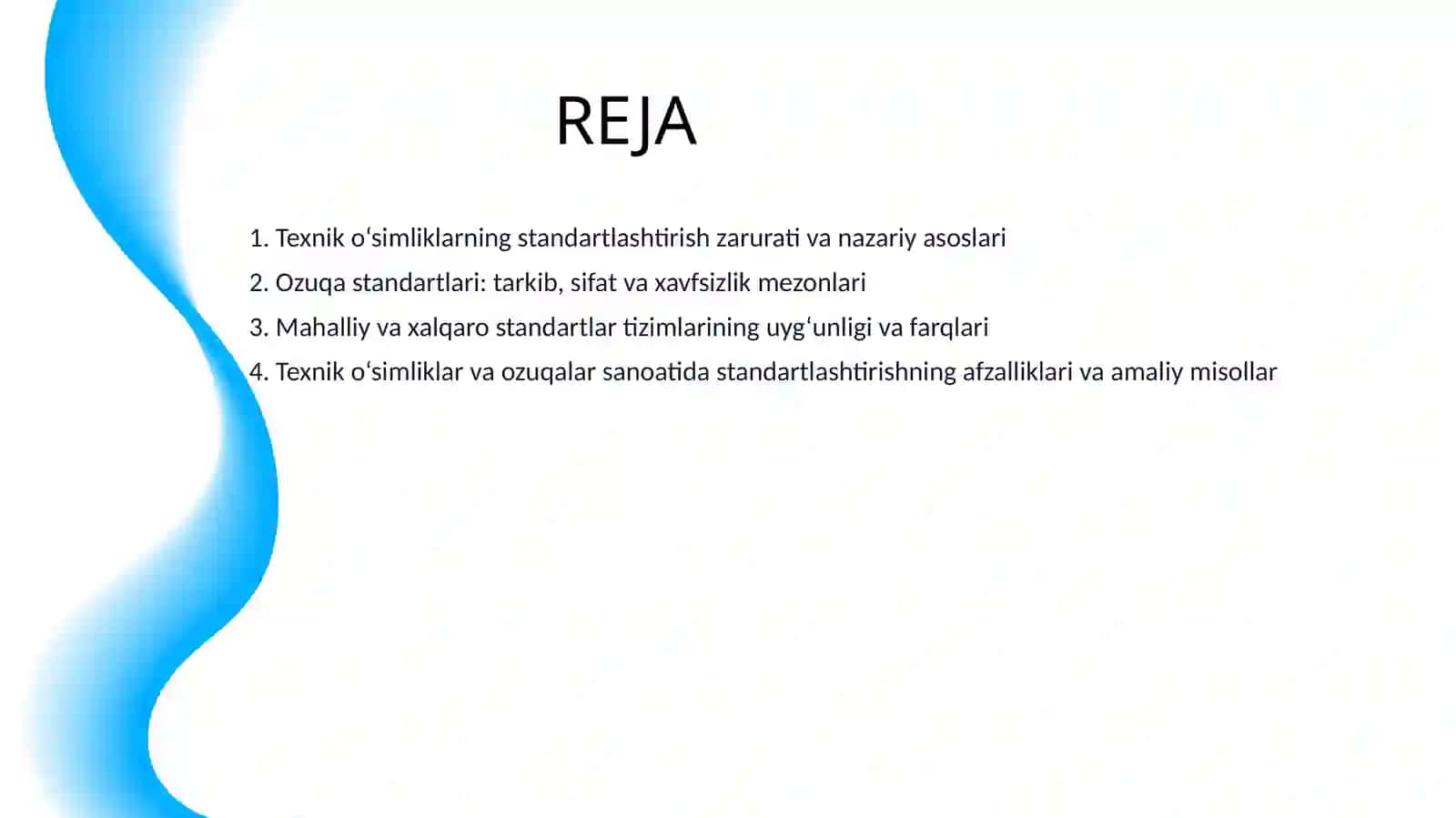 TEXNIK O‘SIMLIKLAR VA OZUQALARNI STANDARTLASHTIRISH 2