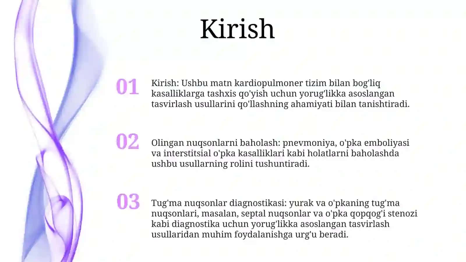 Yurak Va Qon-Tomir Sistemasi Kasalliklari Nurli Tekshirish Usullari. Orttirilgan Nuqsonlar Diagnostikasi. Tug`MaNuqsonlarDiagnostikasi 2