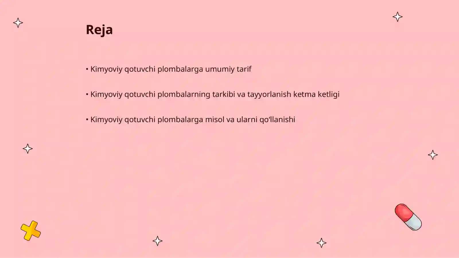 Kimyoviy qotuvchi va nur yordamida qotuvchi plombalar 2