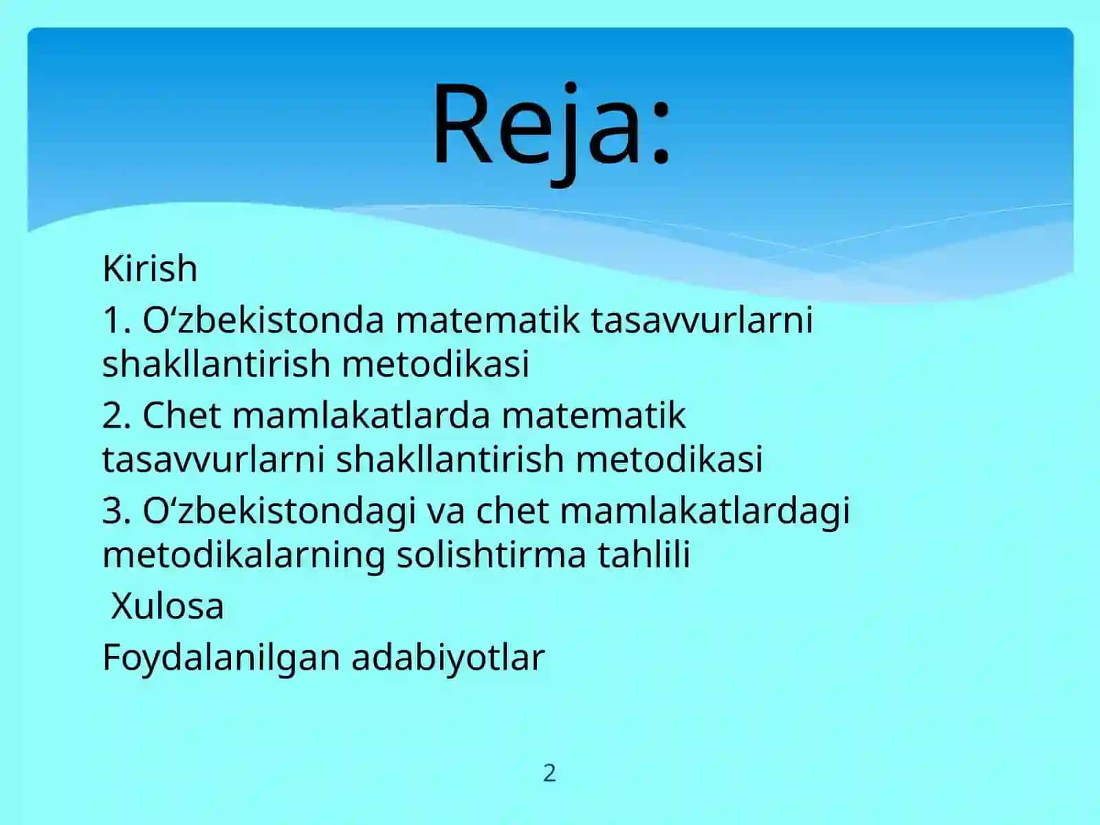 O'zbekistonda , Chet mamlakatlarda matematik tasavvurlarni shakillantirish metodikasi asoslarining rivojlanishi 2