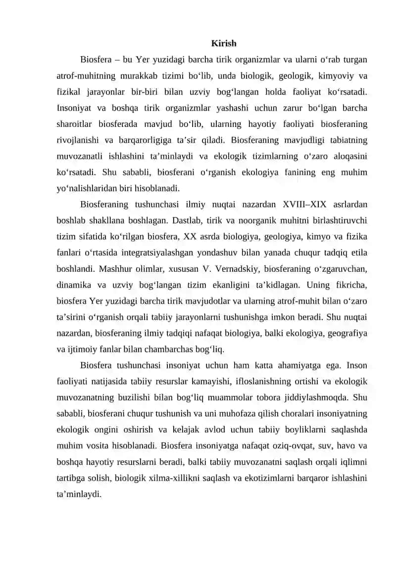 Biosfera haqida tushuncha, biosferaning tarkibi va funksiyalari 2