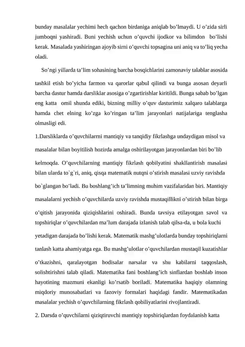 Boshlang‘ich sinf matematika darslarida mantiqiy fikrlashni rivojlantirish 2