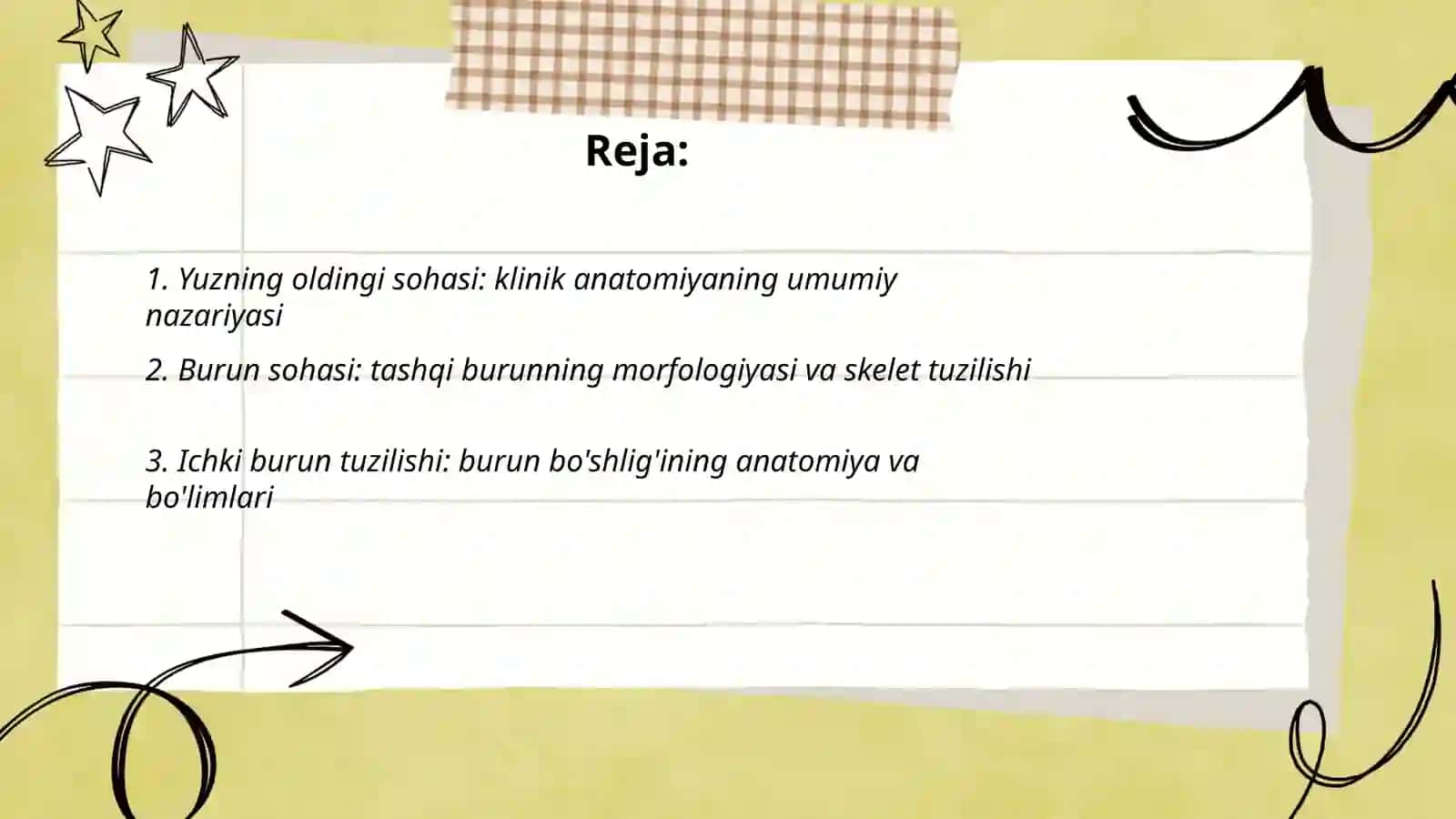 Yuzdng oldingi sohasi Hinik anatomiyasi 2