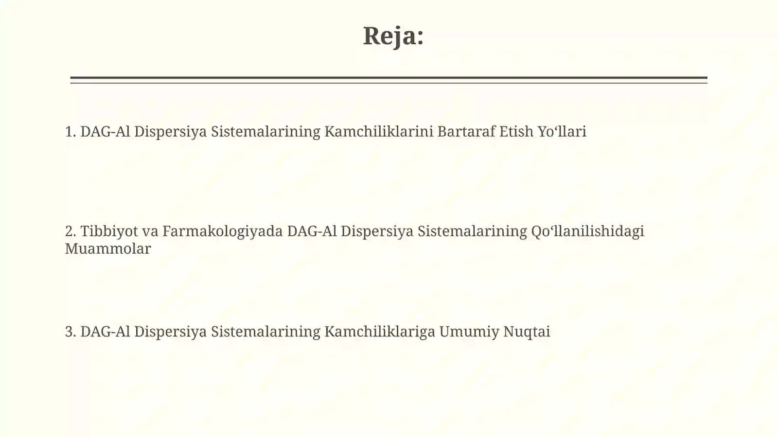 DAG'AL DISPERS SISTEMALARNING XOSSALARI VA ULARNI TIBBIYOT VA FARMOKOLAGIYADA ISHLATILISHI 2
