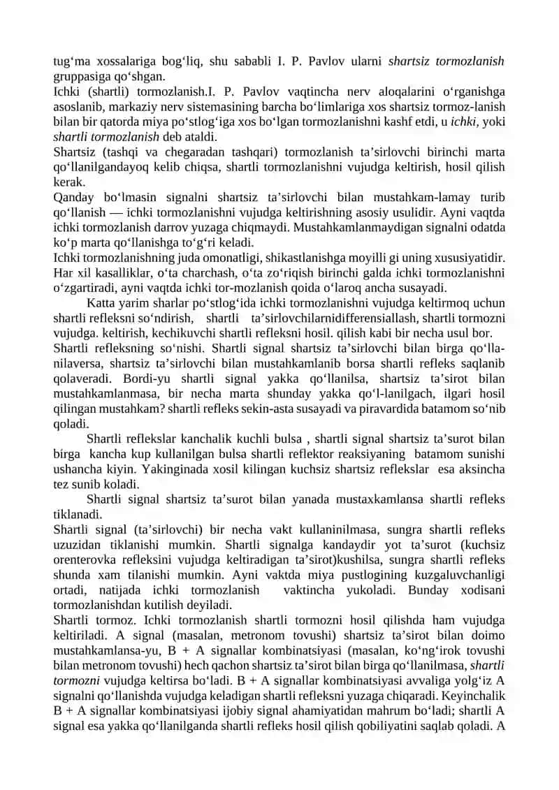 MARKAZIY TORMOZLANISH. SHARTLI REFLEKSLARNING TORMOZLANISHI 2