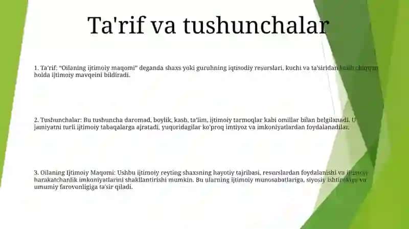 Oilaning Ijtimoiy Maqomi 2