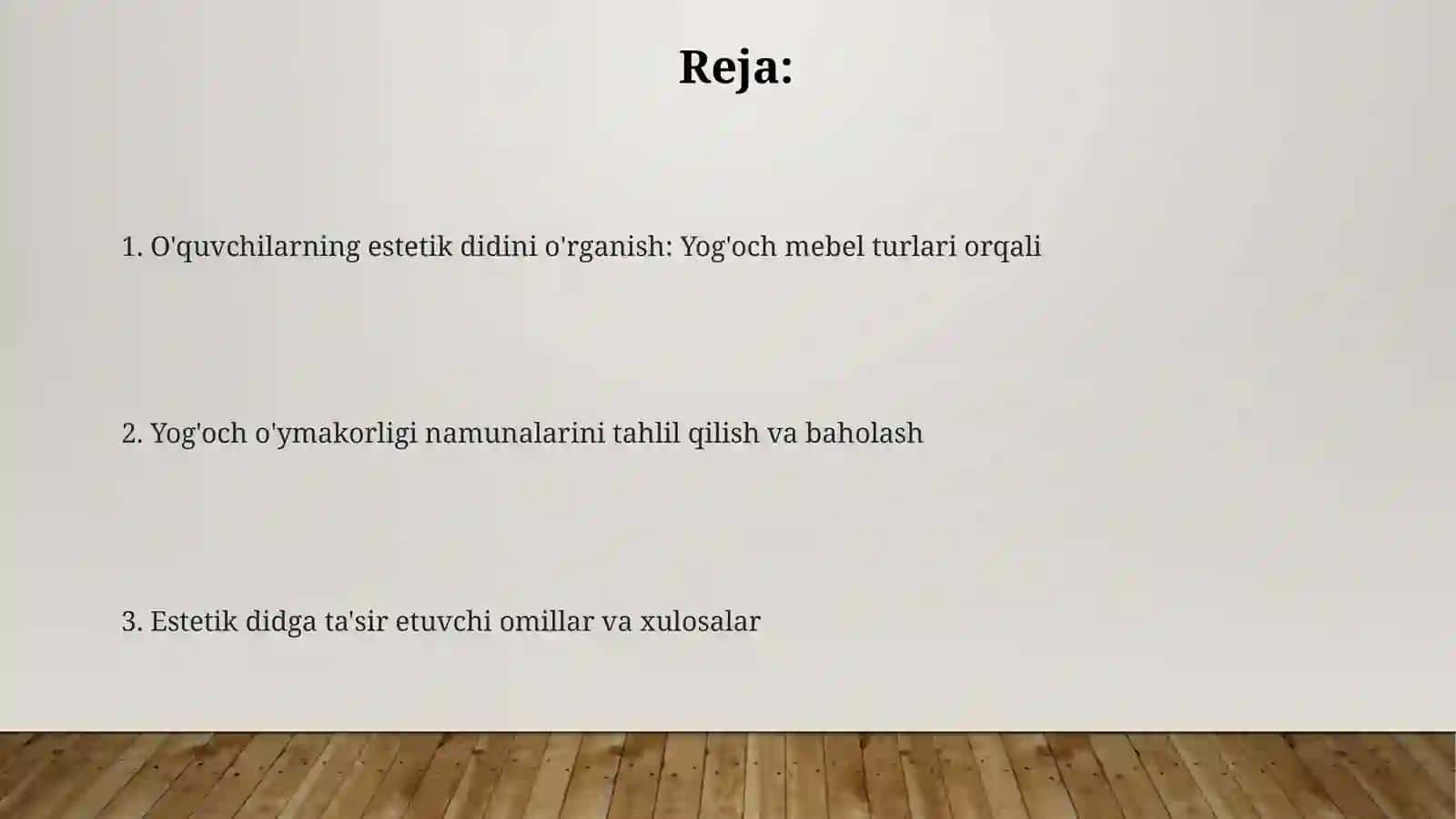 O'quvchilarning estetik didini o'rganish: Yog'och mebel turlari orqali 2