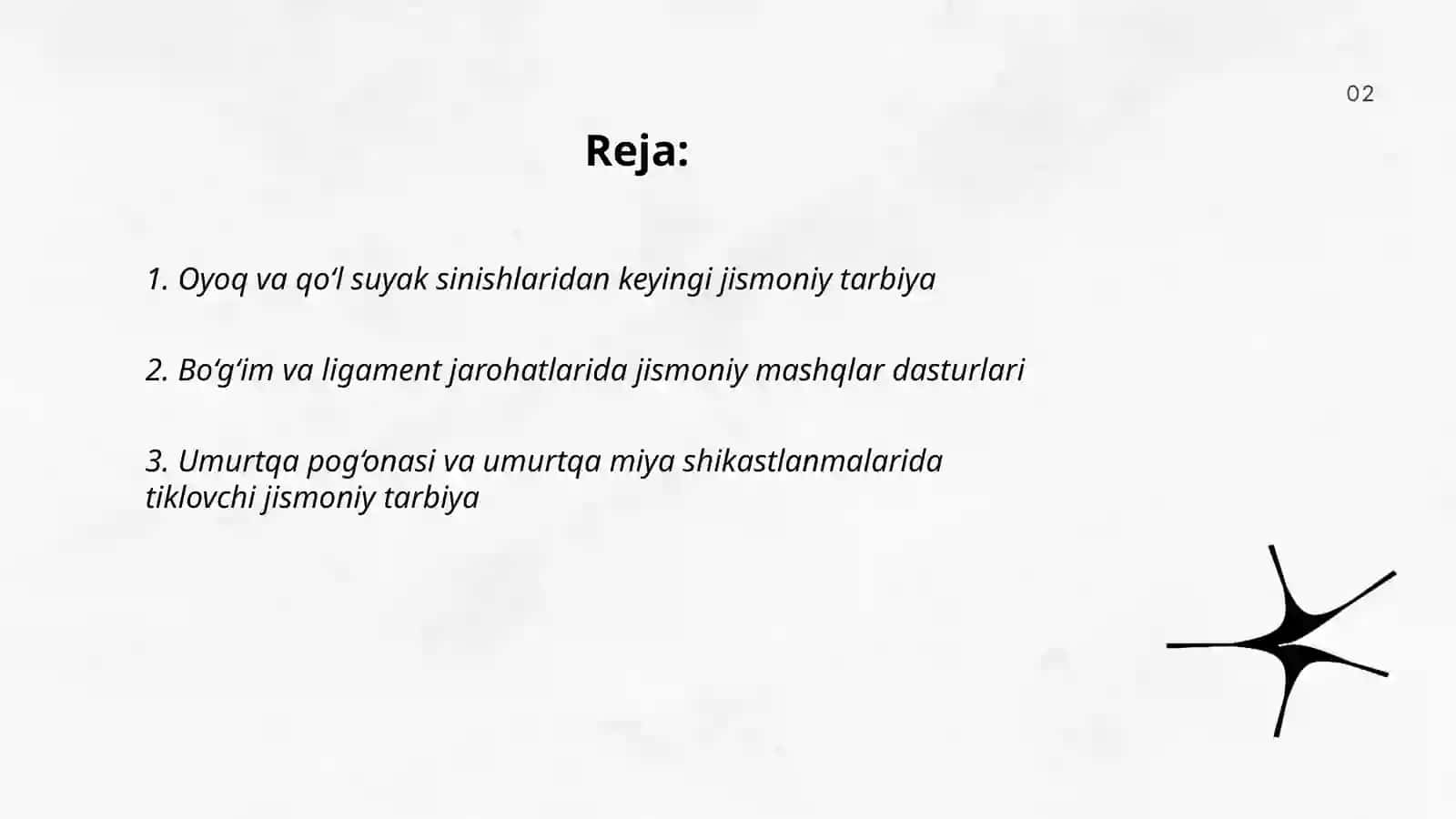Jarohatlar va asab tizimi kasalligi tayanch harakat apparati kasalliklarini davolash jismoniy tarbiyasi 2