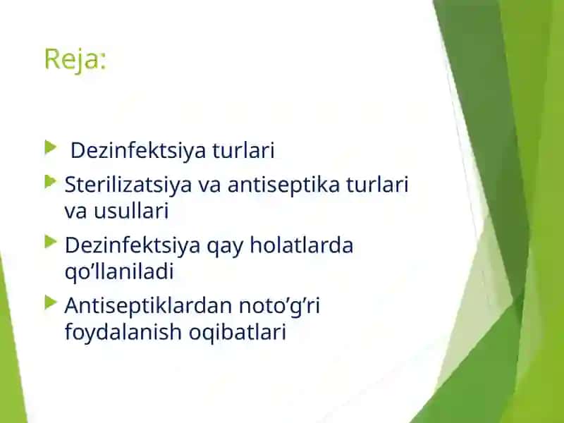 Dezinfektsiya, sterilizatsiya, Antiseptika 2