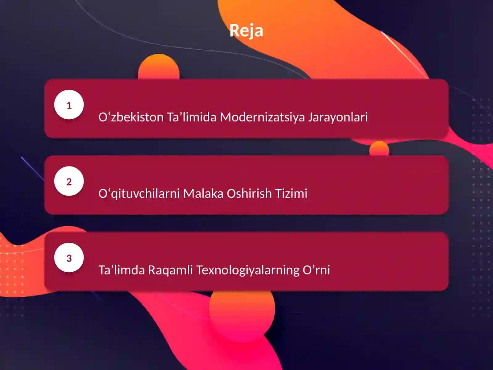 Oʻzbekiston Respublikasida taʼlim sohasida amalga oshirilayotgan islohotlar 2
