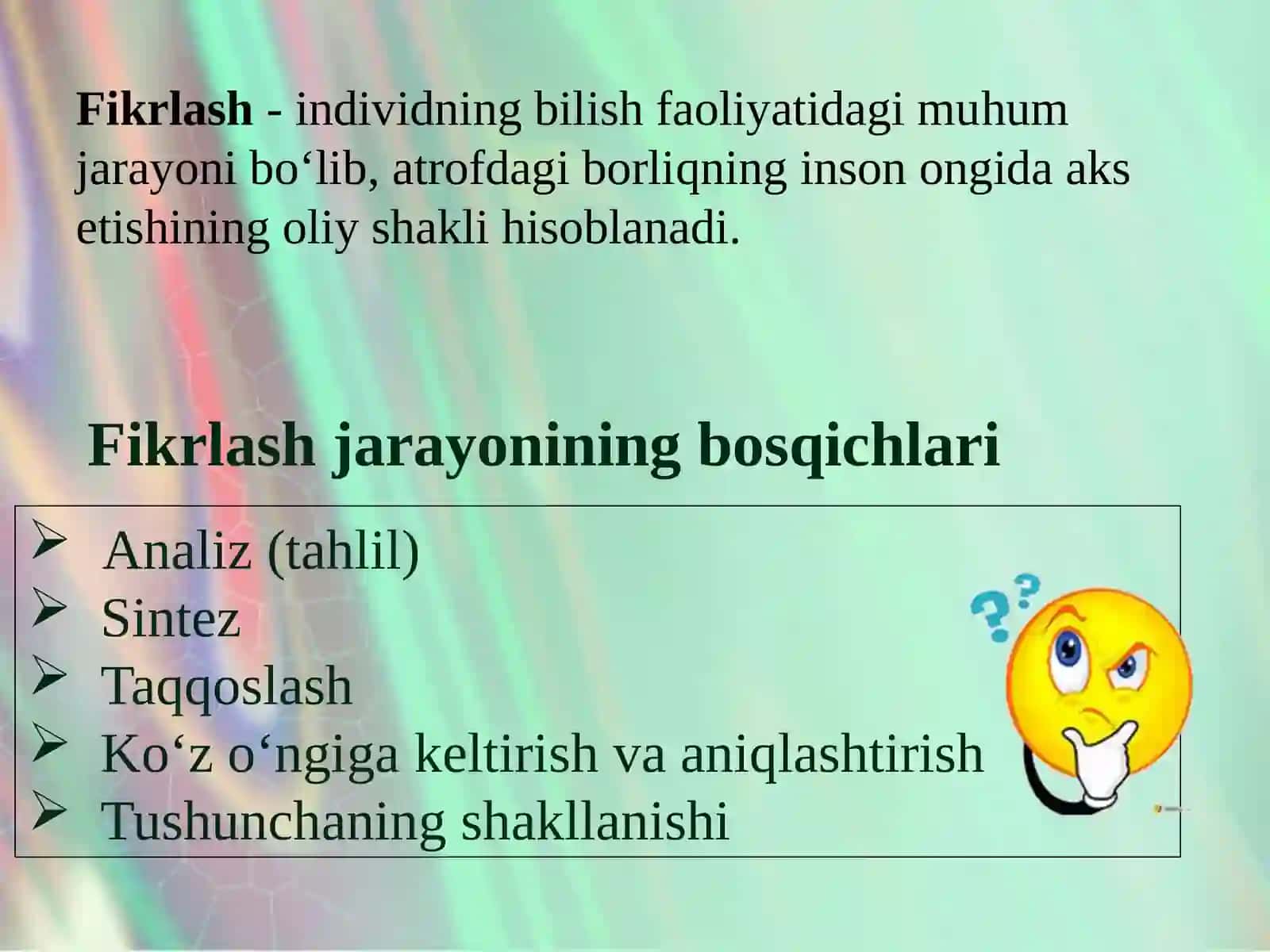 Fikrlash jarayonining bosqichlari 2