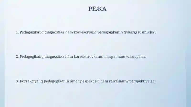 Pedagogikalıq diagnostika hám pedagogikalıq Korrekciya 2