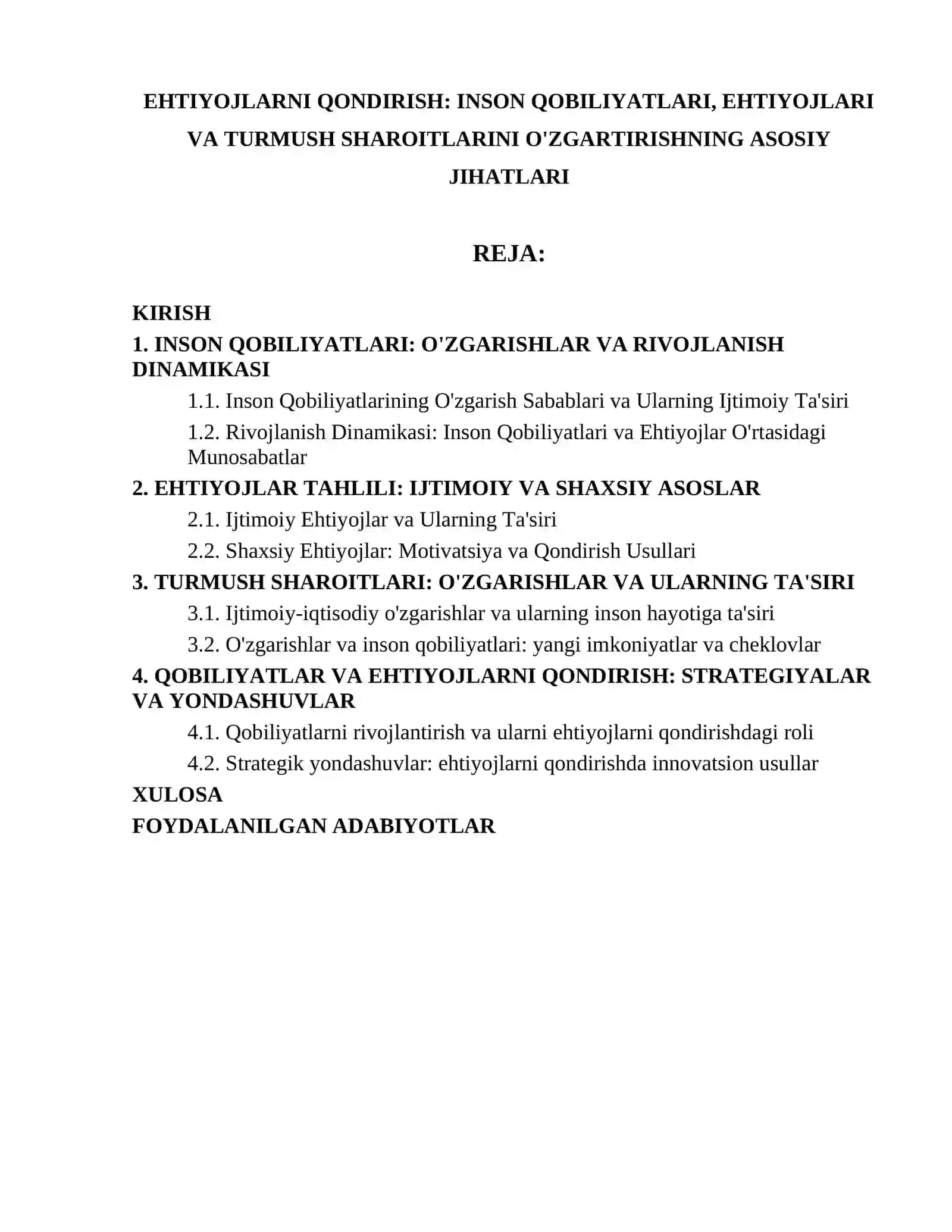 EHTIYOJLARNI QONDIRISH: INSON QOBILIYATLARI 2