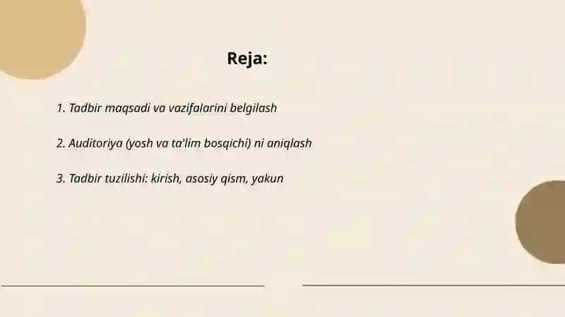 Matematika kecha ssenanariyasini tuzish 2