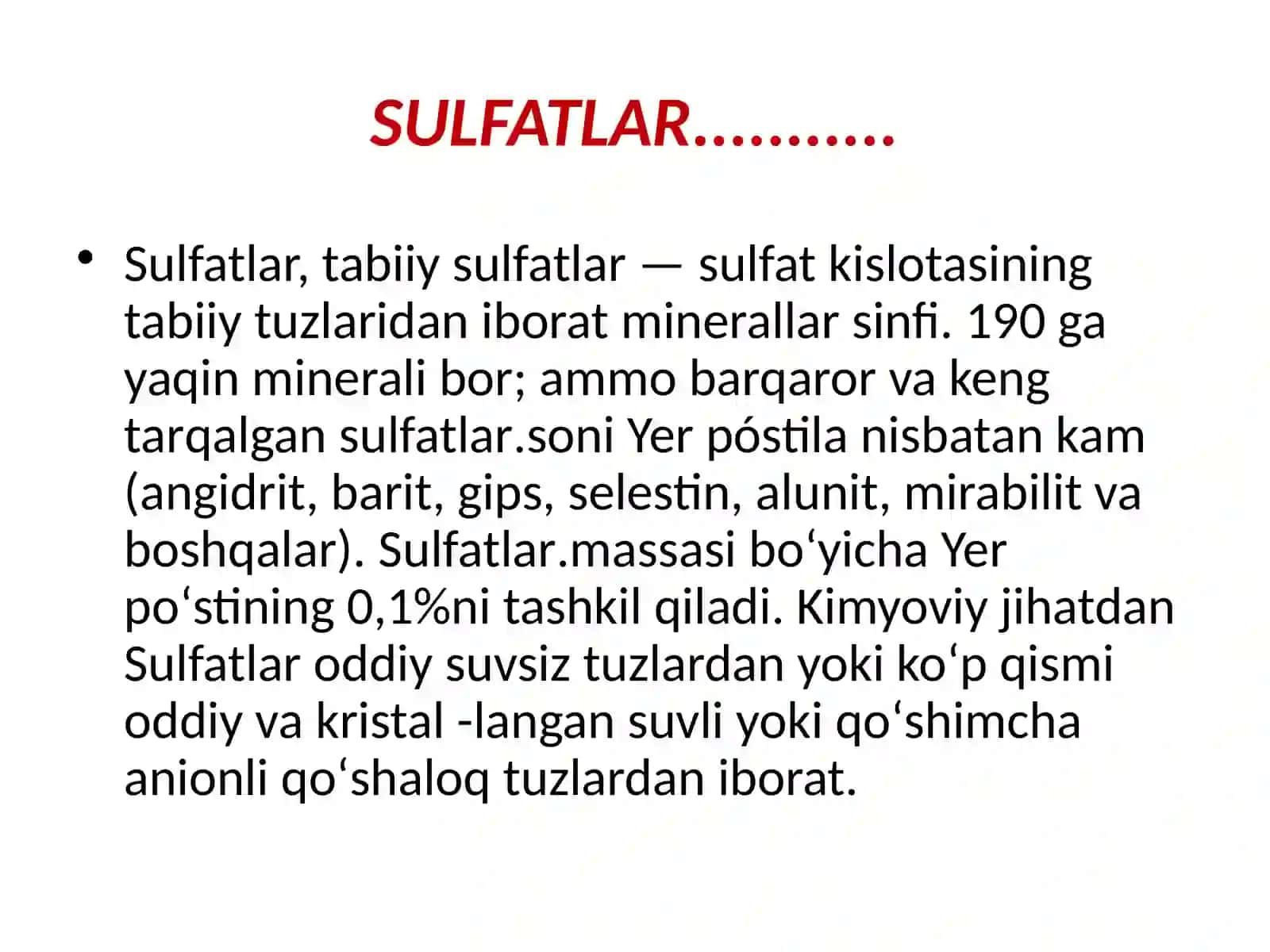 Сулфатлар синфи минераллари. Фосфатли минераллар 2