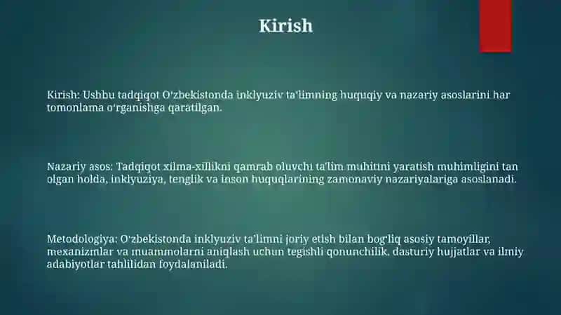 O'Zbekistonda Inklyuziv Ta'Limning Me'Yoriy-Huquqiy Bazasini Tahlil Qilish 2