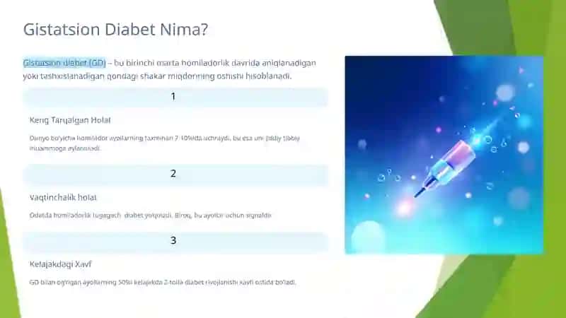 Endokrinologiya va Gistatsion Diabet, Homiladorlikda Shakar Kasalligi 2