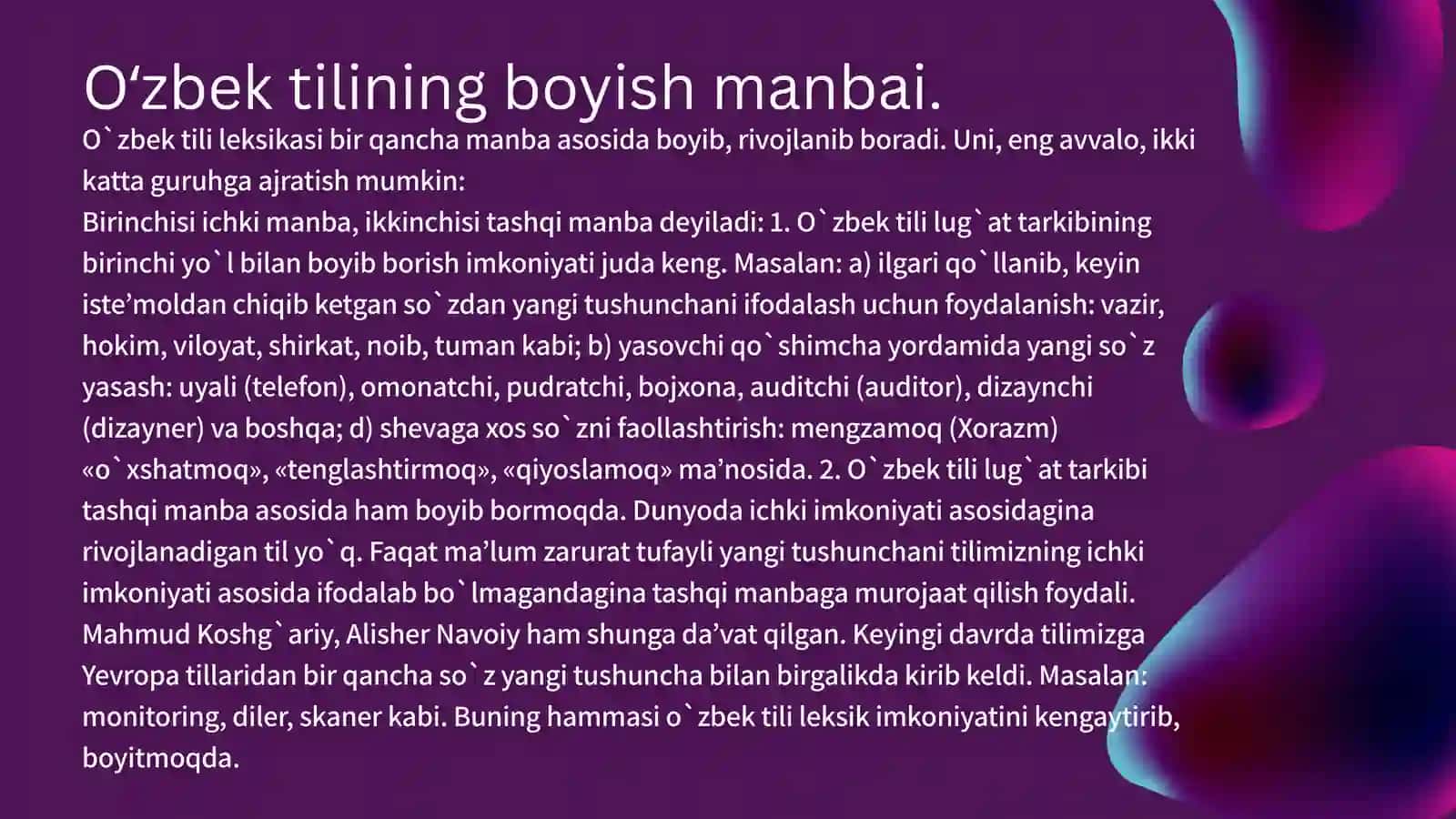 Oʻzbek tili leksikasi 2