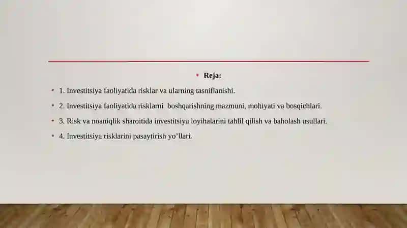 Investitsiya risklari va ularni pasaytirish yo'llari 2