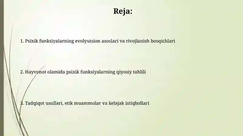 Psixik funksiyalarning evolyutsion asoslari va rivojlanish bosqichlari 2